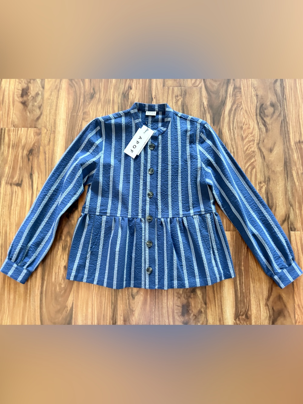 NWT APOF Women’s Rachel Jacket In Merida Blue Stripes Small S Lighweight Liberty